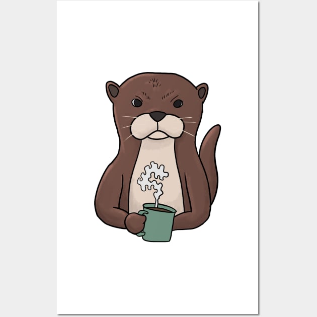 Grumpy Otter with Coffee Morning Grouch Wall Art by Mesyo